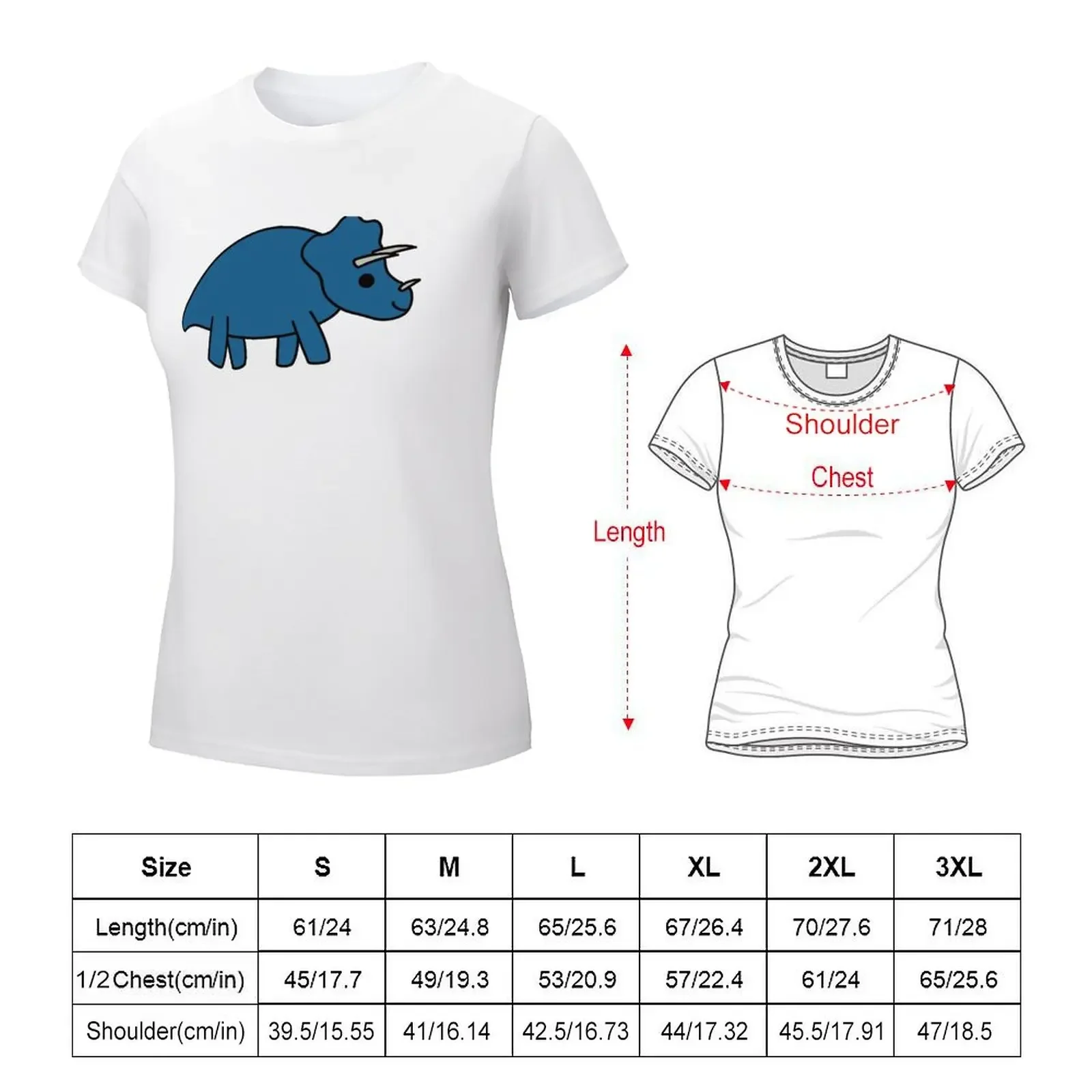 Cute Kawaii Triceratops Dino T-shirt Female clothing anime clothes t-shirts for Women cotton