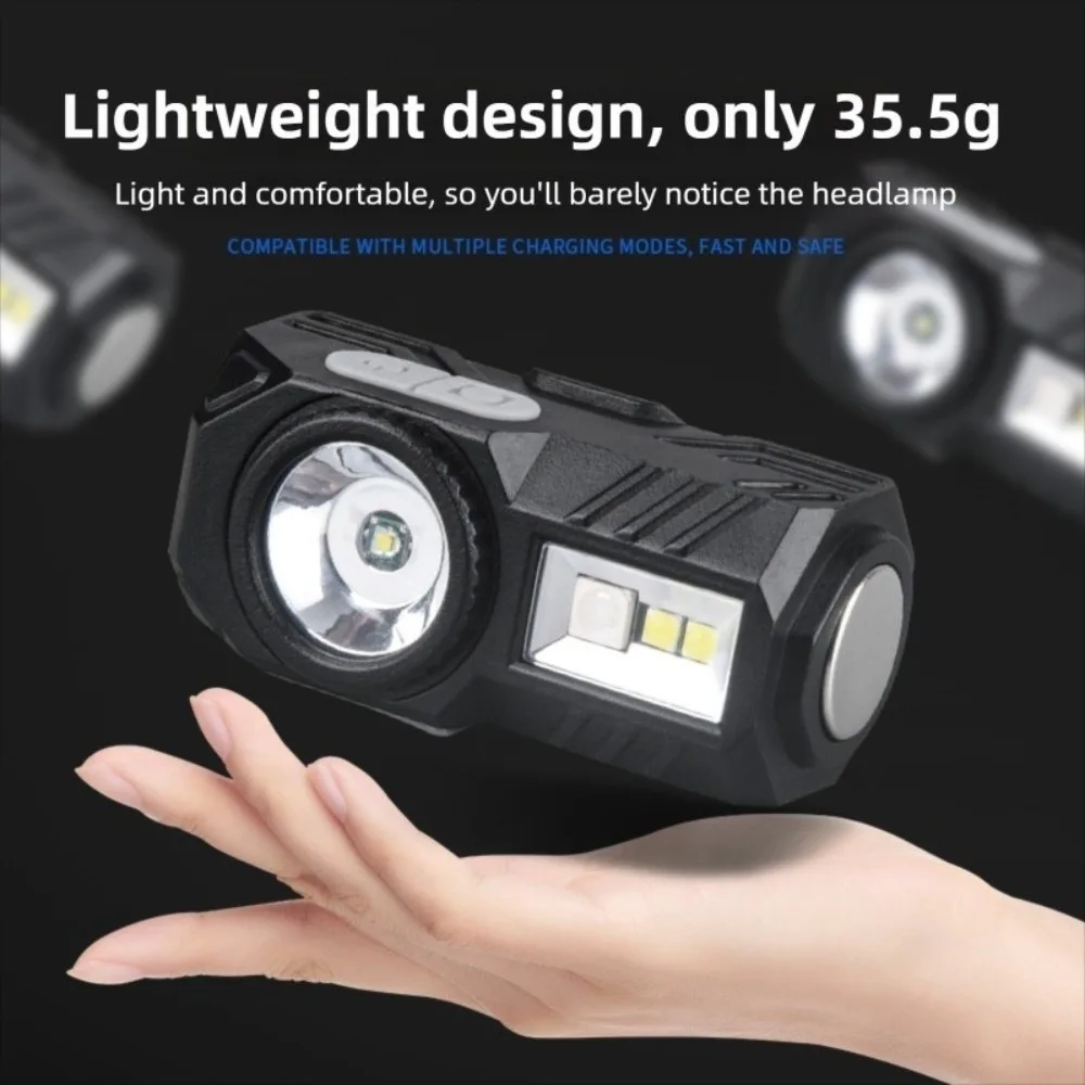 USB Rechargeable Super Bright LED Headlamp Multiple Lighting Modes Multifunctional Mini Sensor Headlamp Windproof Safety