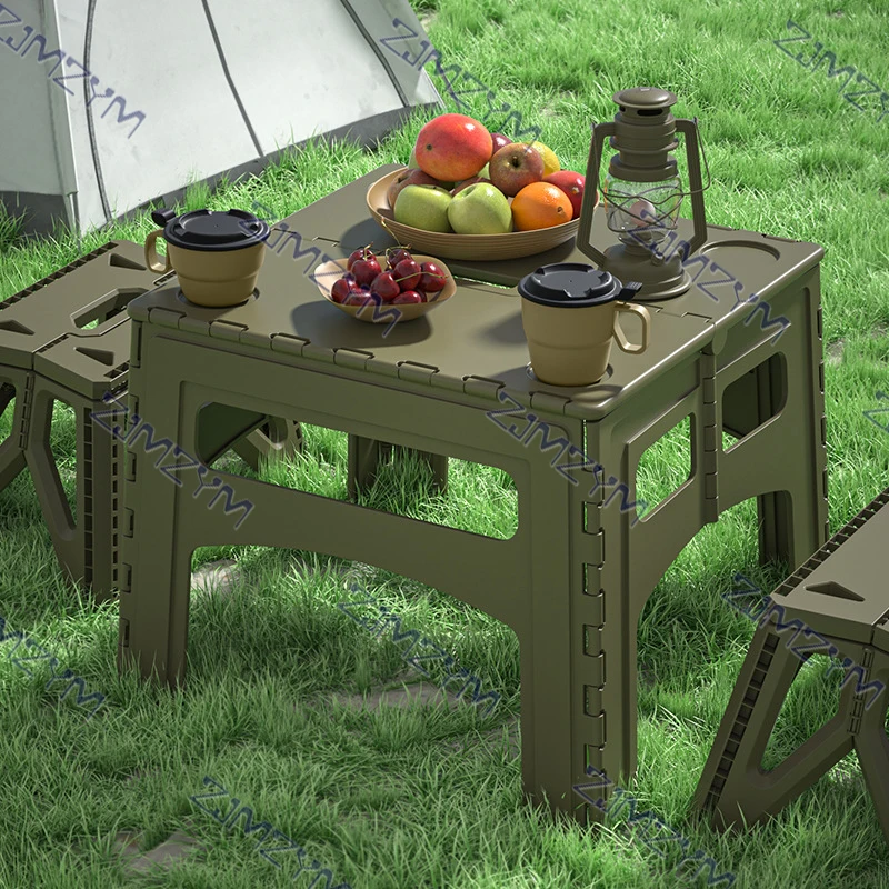 Mesa plegable portátil para exteriores, juego de mesa de plástico para acampar, mesa Simple, suministros de equipo de Picnic