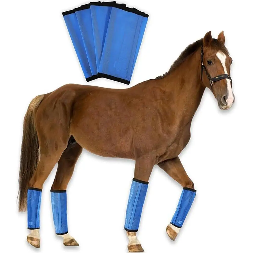 

1set Protective Horse Leg Wraps Breathable Anti-mosquito Adjustable Leg Protective Support Gear Horse Supplies