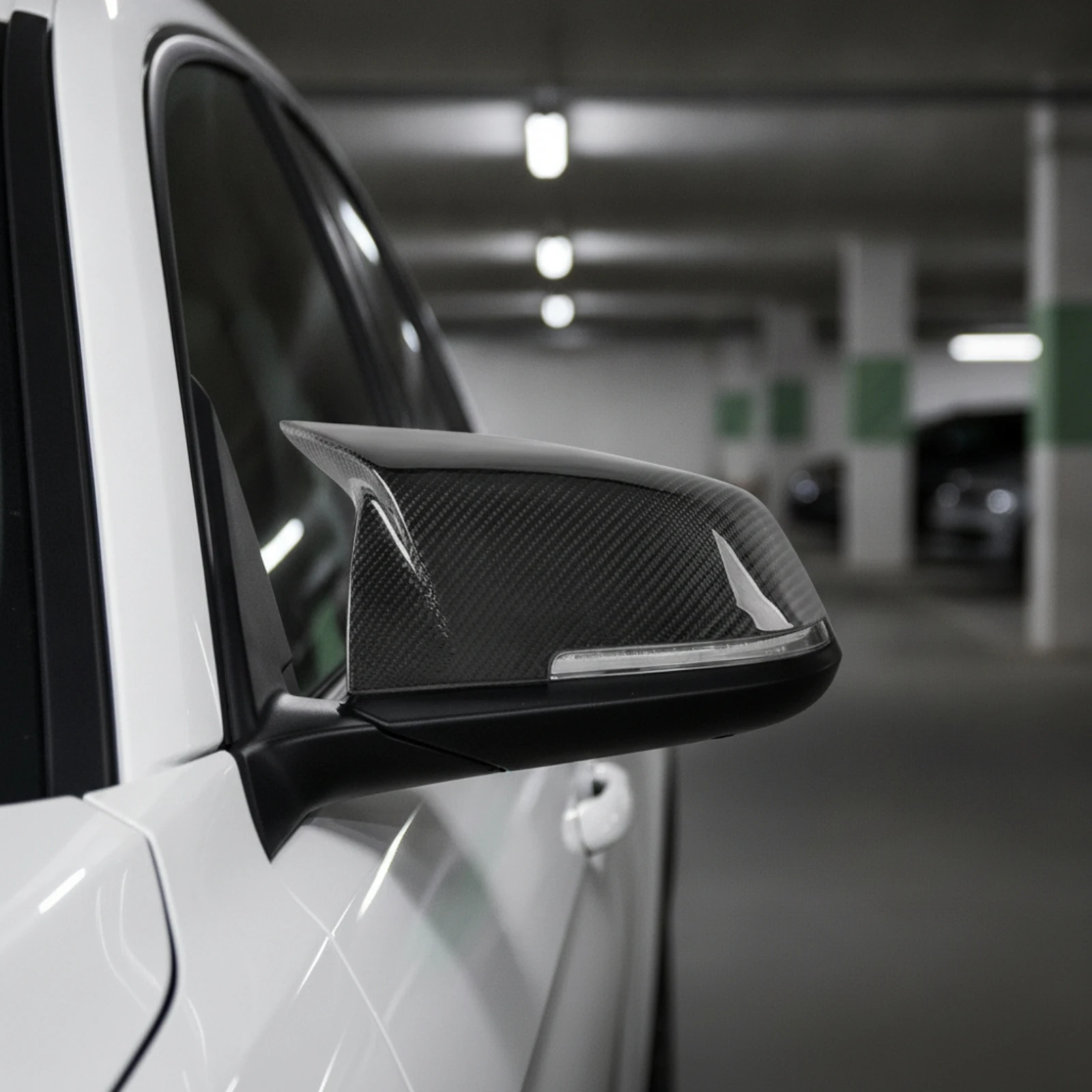 Rearview Mirror Cap with Horn Shape Carbon Fiber Style Rearview Mirror Cover Shell Easy to Install Shielding