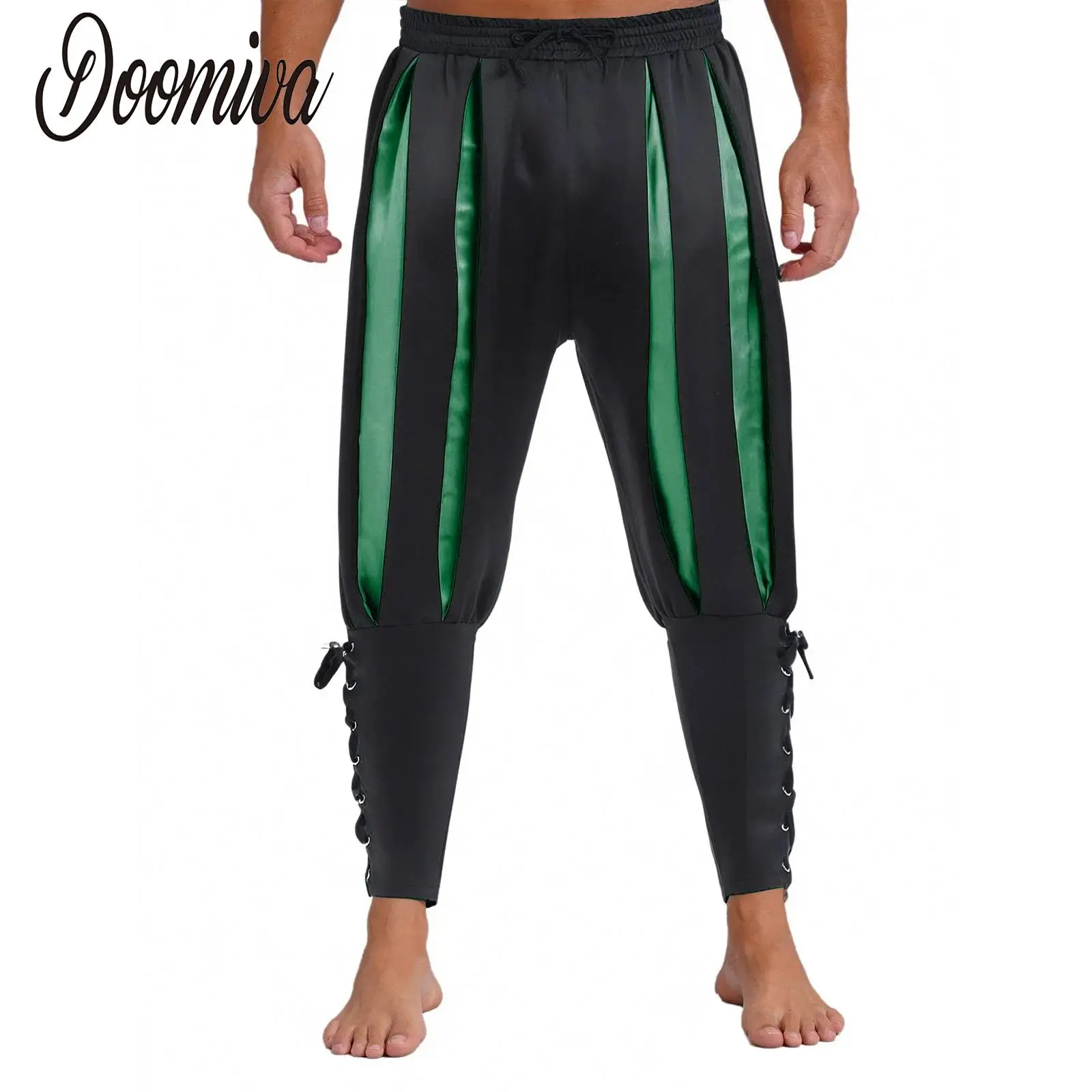

Mens Viking Navigator Pirate Halloween Cosplay Costume Renaissance Harem Pants Dress Up Elastic Waist Ankle Banded Trousers