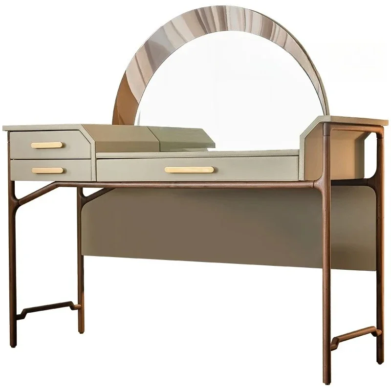 JJItalian Light Luxury Dressing Table Modern Minimalist Designer Model Bedroom High Sense PU Leather Makeup Table