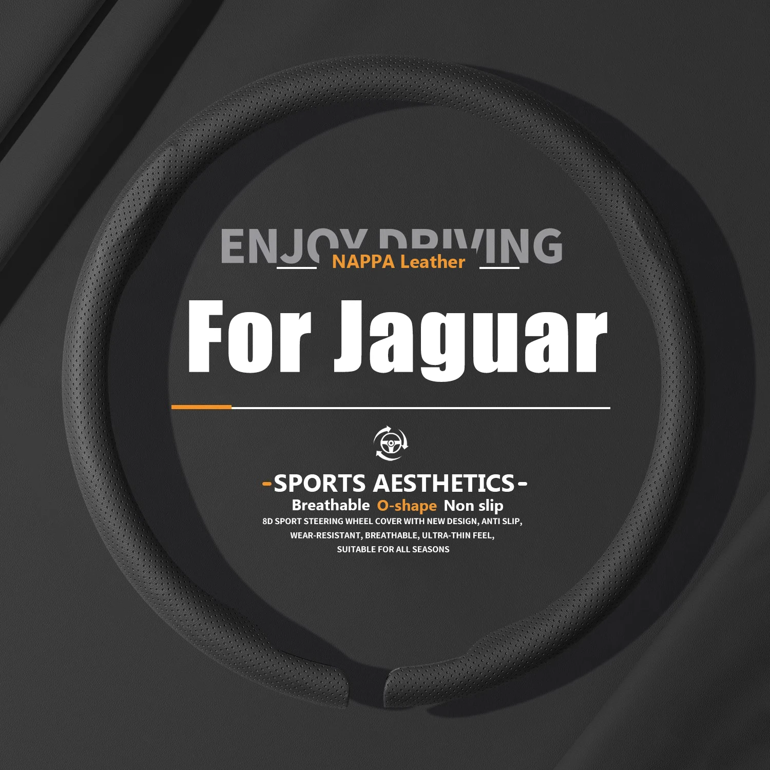 

8D дышащий кожаный чехол на руль автомобиля, нескользящий, с эффектом усиления хвата, для Jaguar XFL XE XJL F-PACE XKR S-Type F-Type X-Type