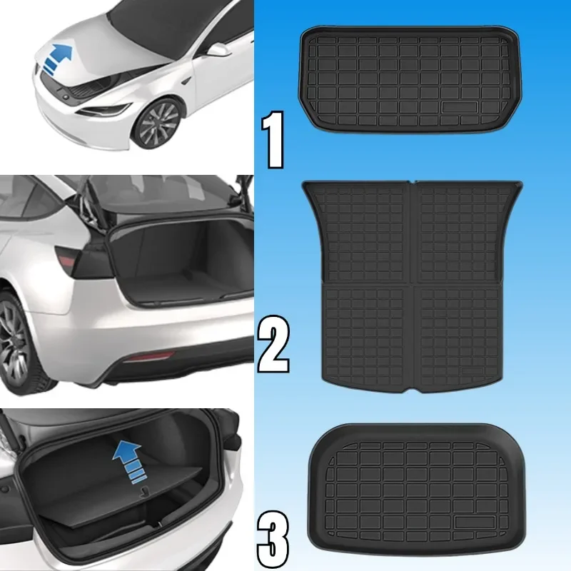 Cargo Mat Trunk Liner For Tesla Model Y 2024 2023 2022 2021 Trunk Mat Anti-Kick TPE Pad Car Interior Accessories