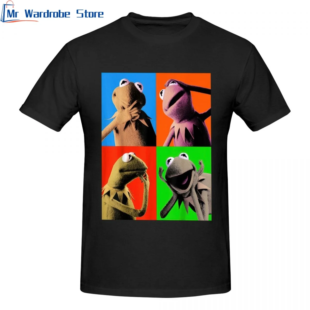 The Muppets Kermit The Frog Pop Art T Shirt for Men Women Cotton Round Neck Tee Shirt Oversized Graphic T-Shirts Tops Summer