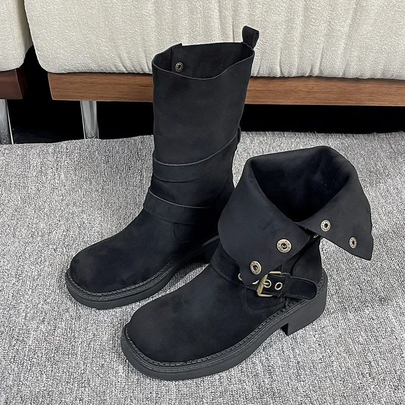 الأحذية النسائية ثي بوت أورت التمهيد الخريف الشتاء قبعات رعاة البقر الغربية فارس التمهيد أحذية Faion عادية الجلود الاصطناعية #1