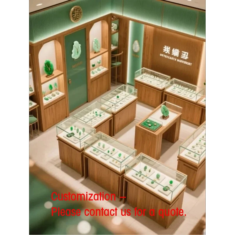 custom.Gemstone & Display Wooden Jewelry LED-Lit Glass Marble Design-Durable Customiza