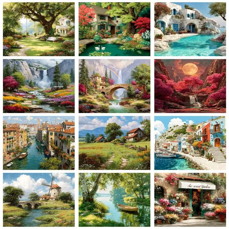 

CHENISTORY DIY картины по номерам наборы домашний декор живопись по номерам озеро пейзаж рисунок на холсте ручная роспись художественный подарок