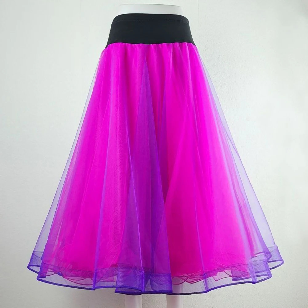 Custom-made Practice Dance Suit Lake Blue Flamenco Skirt Tulle Waltz New All-match Modern Dancer Ballroom Skirt