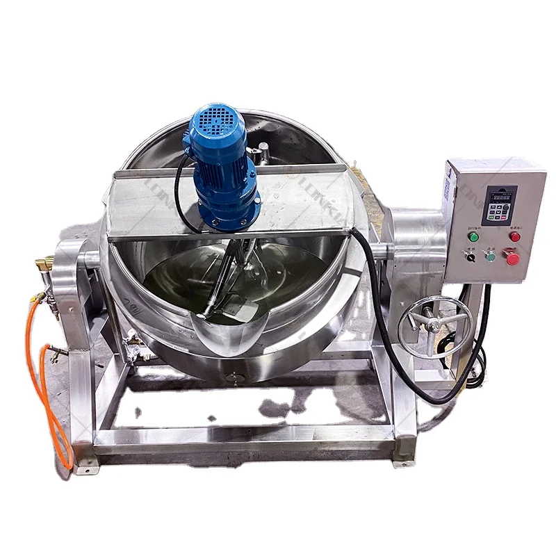 High Pressure Commercial 50 Liter Steam Cooking Jacketed Outlet Jacketted Kettle With Agitator Sugar Mixer