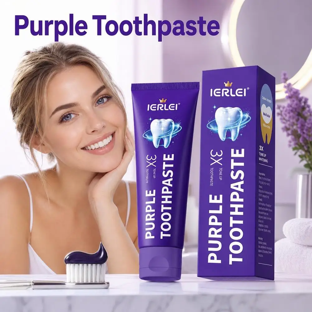 120g Purple Repair Toothpaste for Cleaning Teeth Brightening Staining Toothpaste for Cleaning Yellow Teeth Refreshing Breath