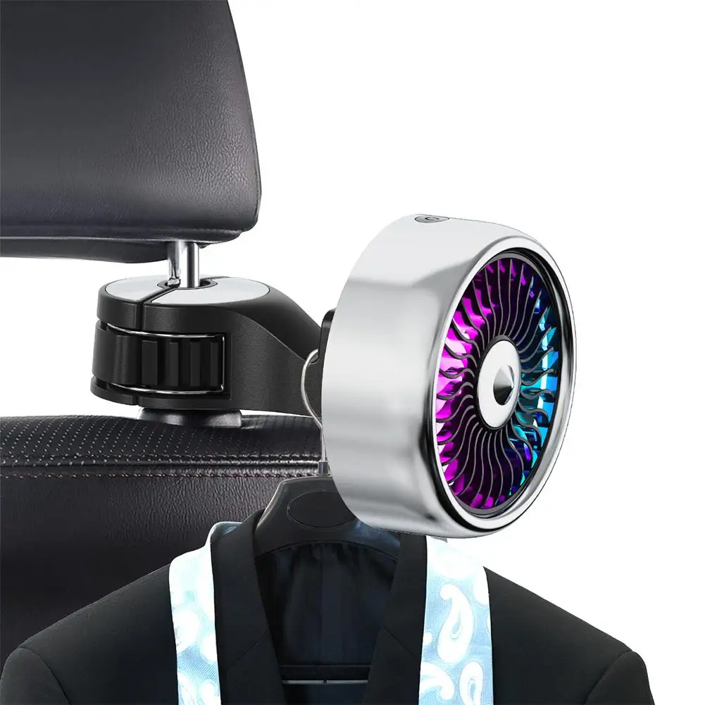 1pc Portable Car Usb Cooling Fan Multi-functional Rear Seat Hook Electric Fan Mini Air Cooler Auto Supplies