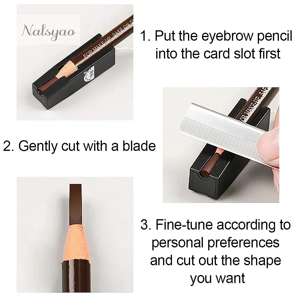 Eyebrow Pencil Microblading Kit Waterproof Tattoo Tint Enhancers Sharpener Brow 10Pcs Trimmer Blade Set