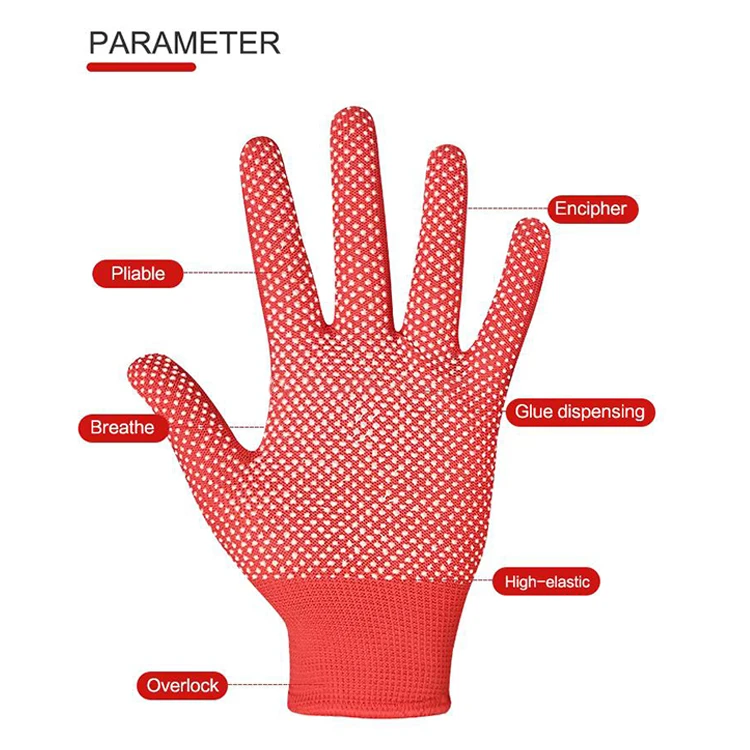 2 пары нескользящих двусторонних перчаток в форме точек из ПВХ, перчатки в форме синих точек, промышленные рабочие перчатки в форме точек