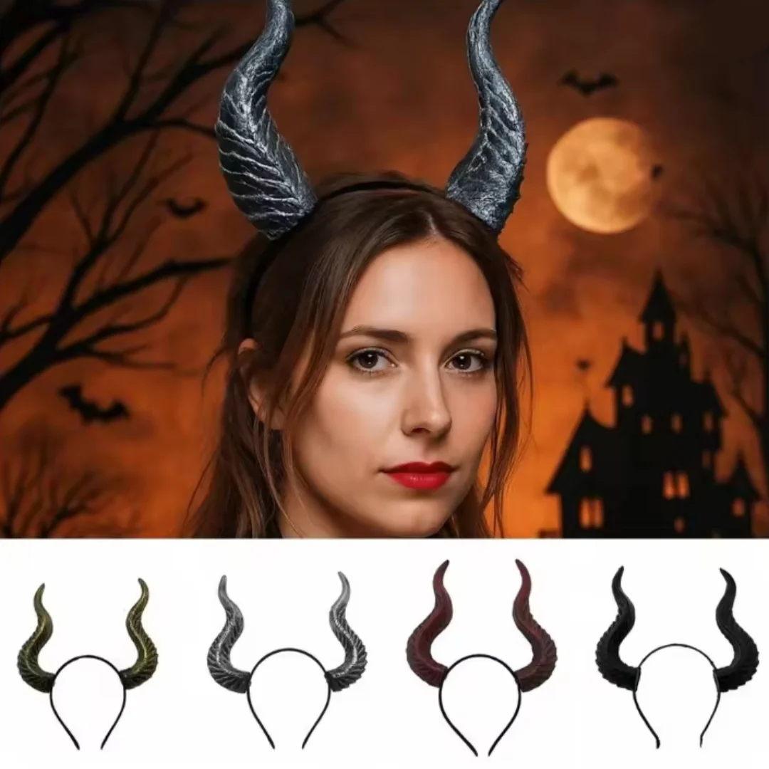 

Devil horn hairband Cosplay Headwear Gothic Headdress Animal Sheep Devil Horns Headband Halloween Carnival Party Costume Props