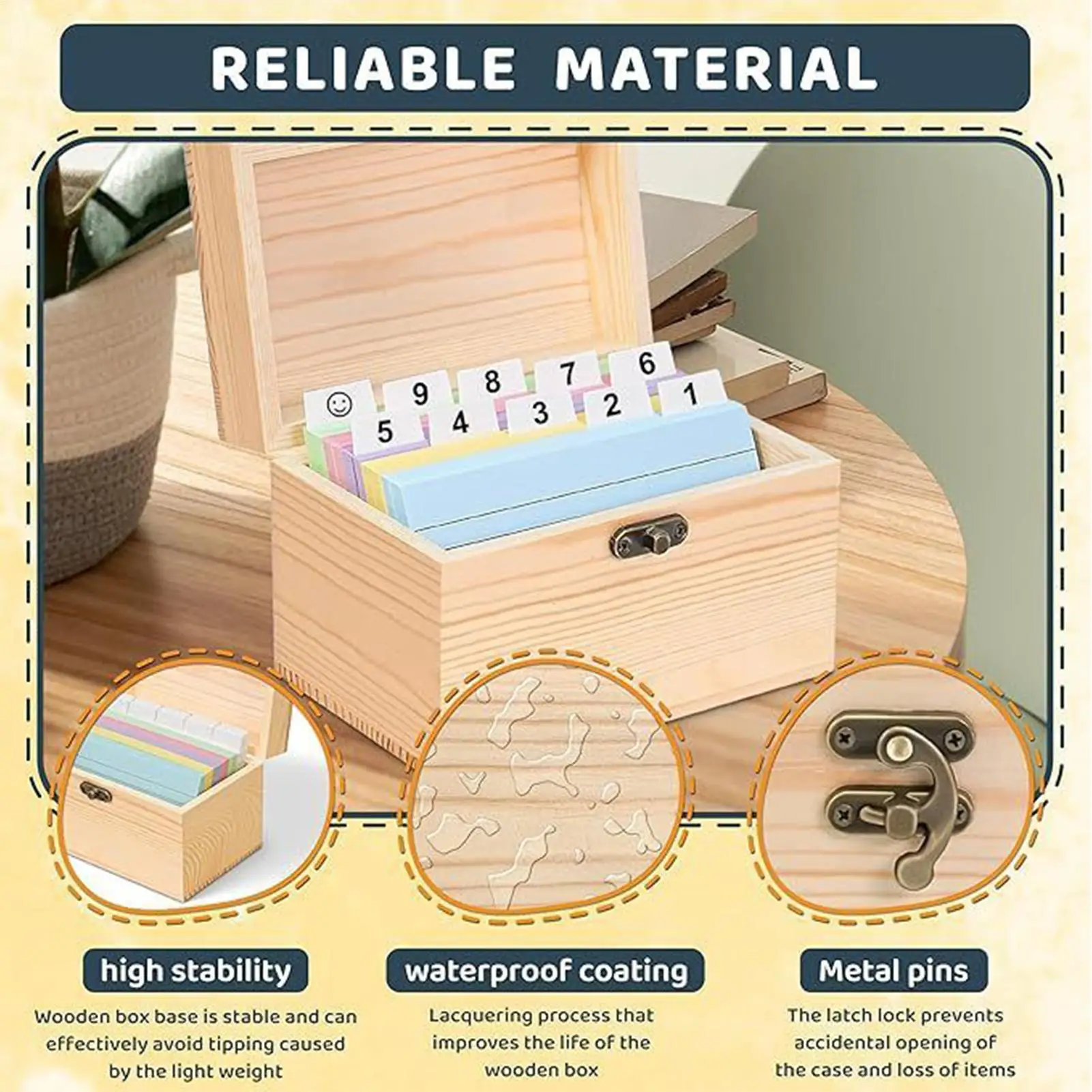 Index Card Holder Recipe Storage Box With 150 Cards File Organizer Notecards Dividers Case For Notes Flashcard Postcard Recipe