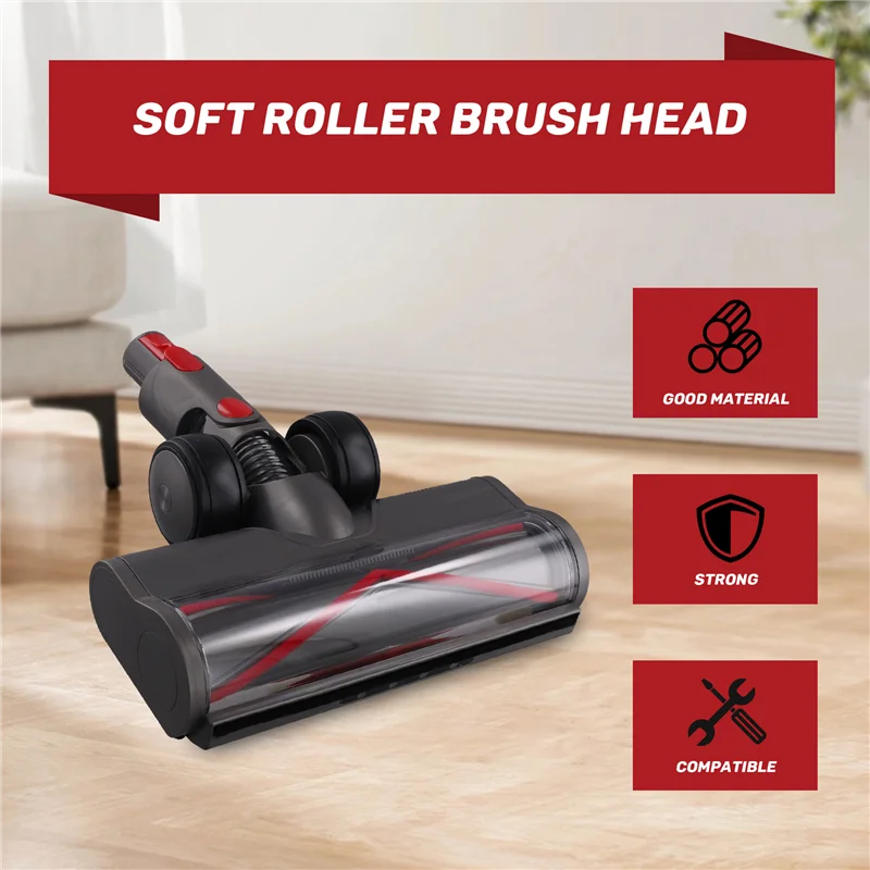 A75X رأس فرشاة دوارة ناعمة لـ Dreame Mova K30 / X40 مكانس كهربائية لاسلكية مرفق أرضية من الخشب الصلب مع مصابيح أمامية LED