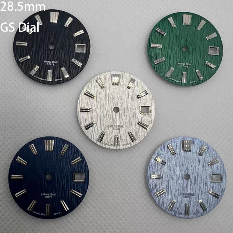 28.5Mm NH35 Dial GS Logo Dial Pola Gelombang Cocok untuk NH35/NH36 Gerakan Otomatis Garis Vertikal Aksesori Jam Tangan