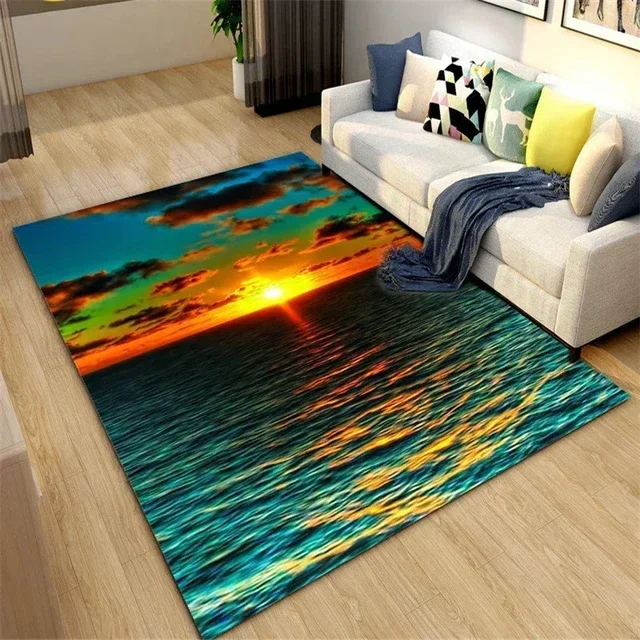 Beach Coconut Tree Sunset Scenery Carpet Living Room Sofa Table Rug Hallway Doormat Non-slip Kitchen Bedroom Bathroom Floor Mat