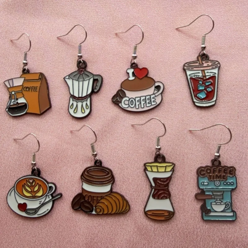 1 pair of alloy drip coffee series earrings, women's earrings, the best choice for gifts
