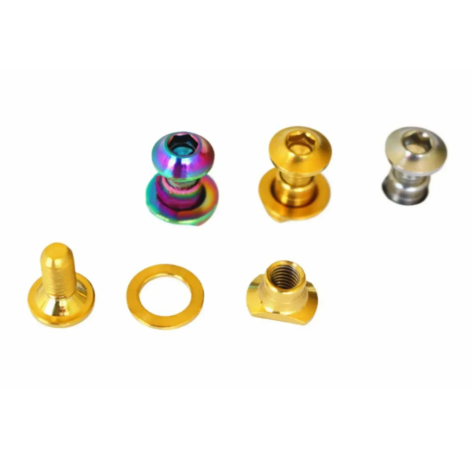 Screw+Nut+ Washer M4x5mm Ti/Golden/Rainbow GR5 Titanium Bike Caliper Brake