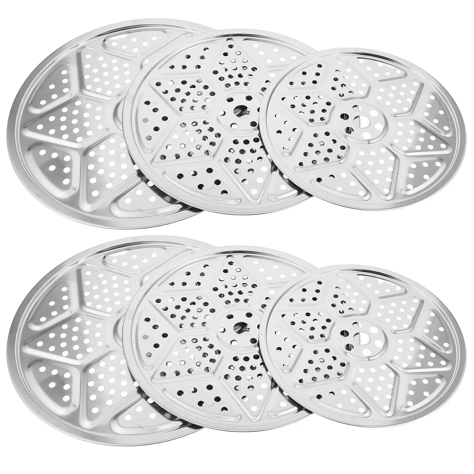 6Pcs Stainless Steel Round Planter Insert 9.5'' 11'' 12.6'' Drainage Hole Plant Riser for Large Tall Pots Indoor Outdoor Pot