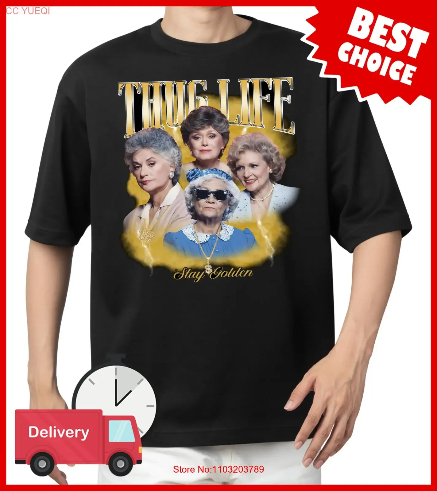 Футболка Thug Life Golden для девочек, хлопковая, все размеры, винтажная, с вымытым рисунком, слегка повседневная модная уличная одежда, мягкая растянутая мужская одежда