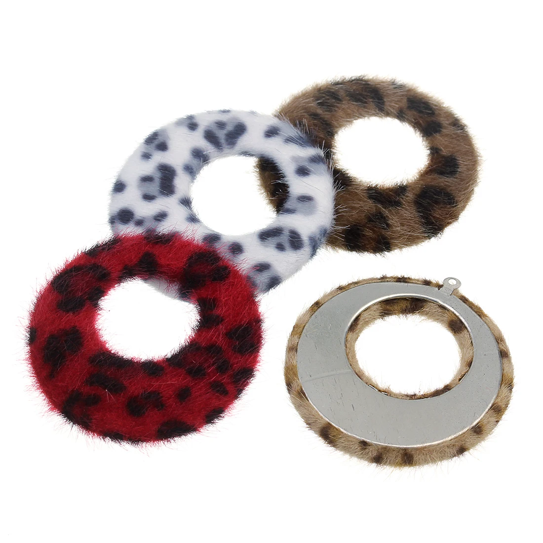 10pcs/lot Leopard Print Plush Pendant Round Punk Pendant For Jewelry Making Fashion Retro Earrings Necklace DIY Accessories