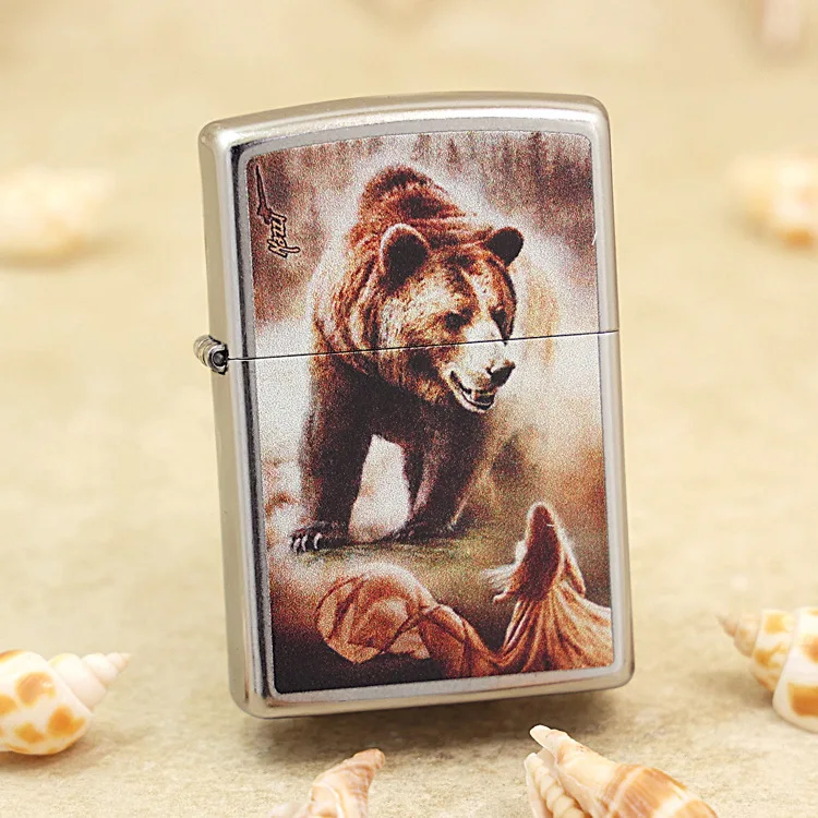 

Genuine Zippo Maze Bear oil lighter copper windproof cigarette Kerosene lighters Gift with anti-counterfeiting code