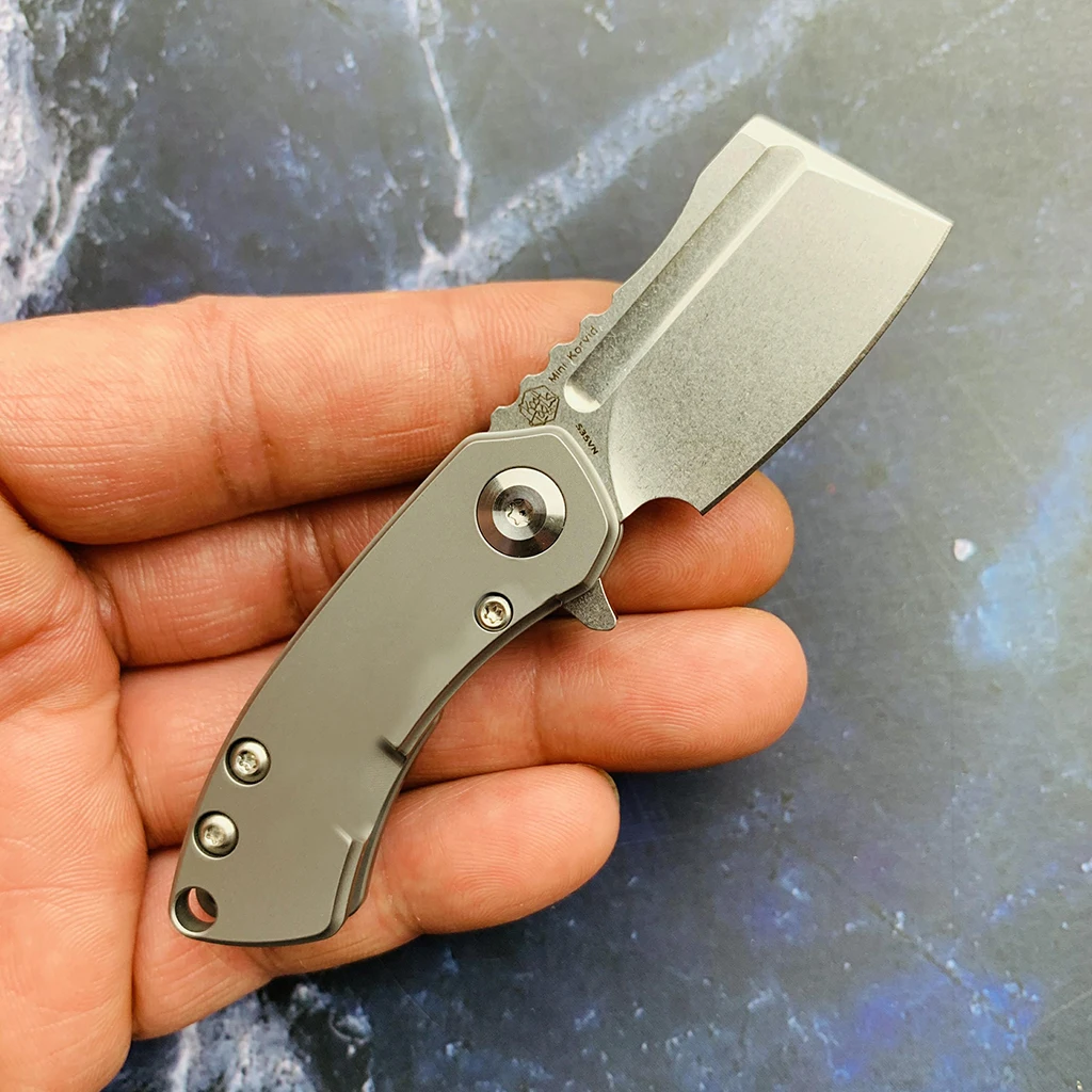 Kansept Mini Korvid K3030A5 Pocket Knife  Stonewashed CPM-S35VN Blade Gradient Titanium Handle  Folding Knife for EDC Carry