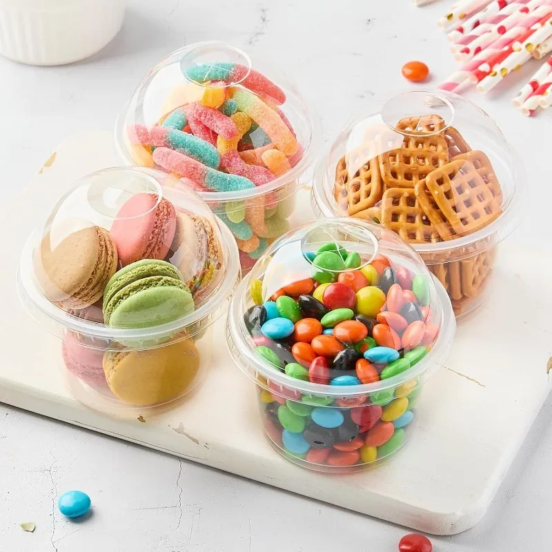 50PCS Disposable Plastic Dessert Cups with Dome Lids Transparent Dessert Bowls Ice Cream Fruit Cake Pudding Yogurt Snack Cups - view 4