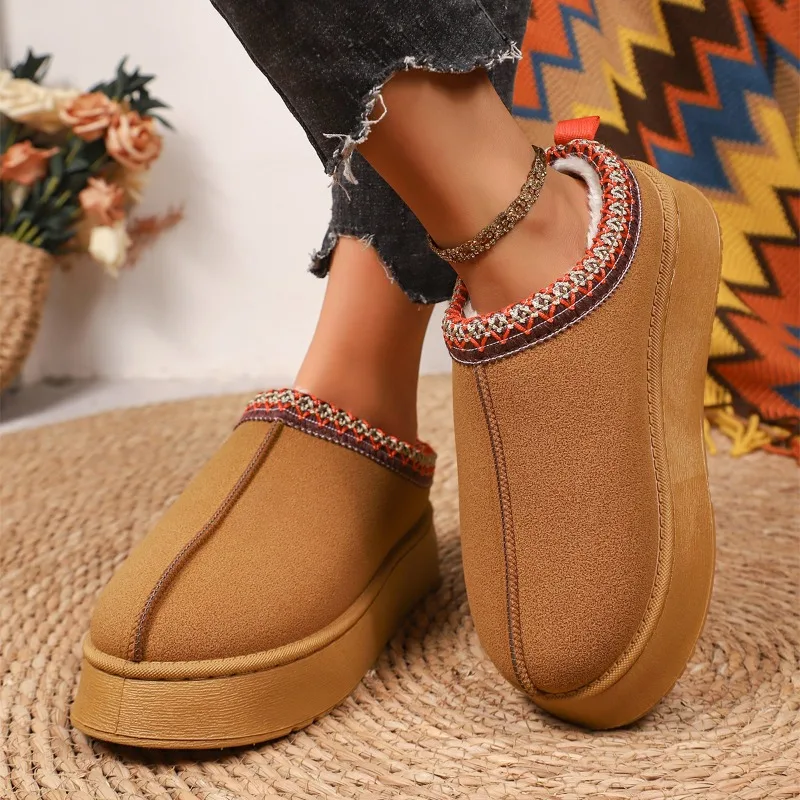 Chelsea Ankle Snow Boots Women Winter New Brand Fur Short Plush Warm Flats Slippers Platform Shoes Flip Flops Botas Cotton Shoes