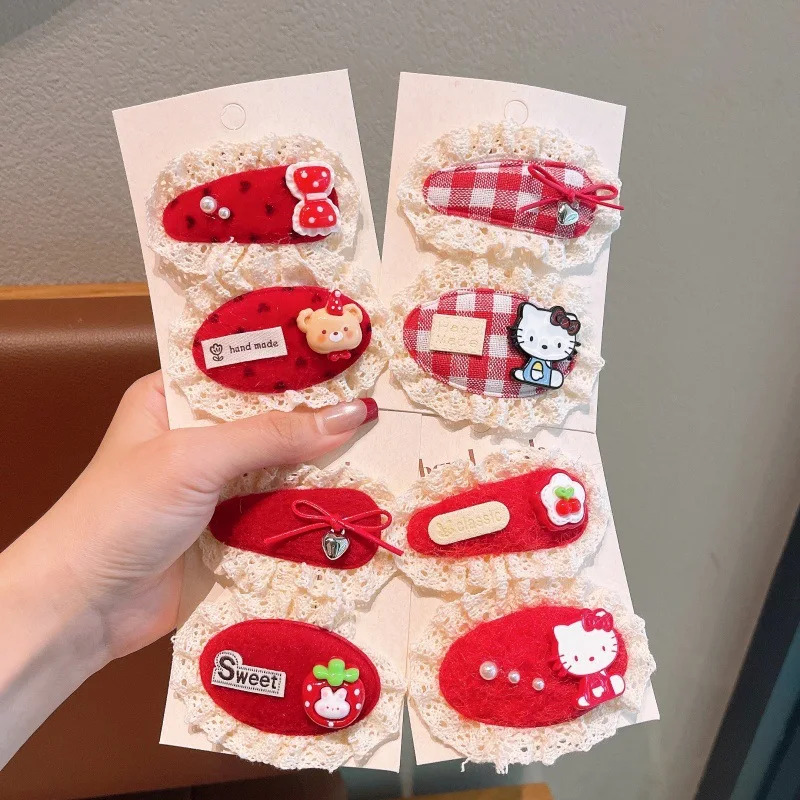 

Hello Kitty, аксессуары для волос для девочек, детская заколка для волос с бантиком из ткани, повязка на голову с мультяшным котом, милая детская заколка, боковая заколка, челка cl