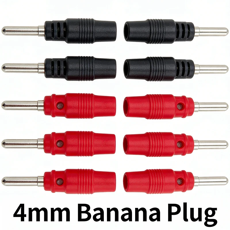 20/100Pcs 4mm Insulated Banana Plug High Current Shrouded Stackable Connector with Screw Terminal for Lab, Audio & Power Testing