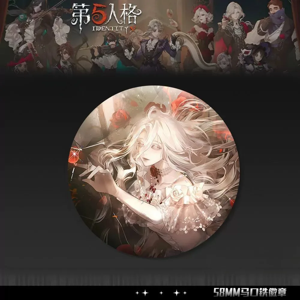 Horror Game Identity V Cosplay Character Mary Bloody Queen Brooches Pins Action Figure Laser Bar Badges Clothing Bag Decoration