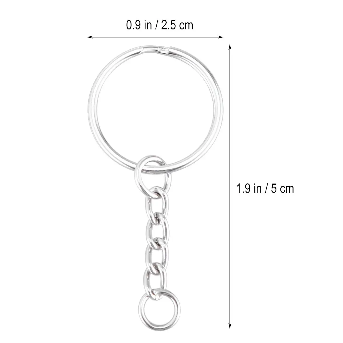 50Pcs Heavy Duty Metal Split Key Ring with Chain Nickel Plated Secure Grip for Keys Small Items Great Gift Idea for Forgetful
