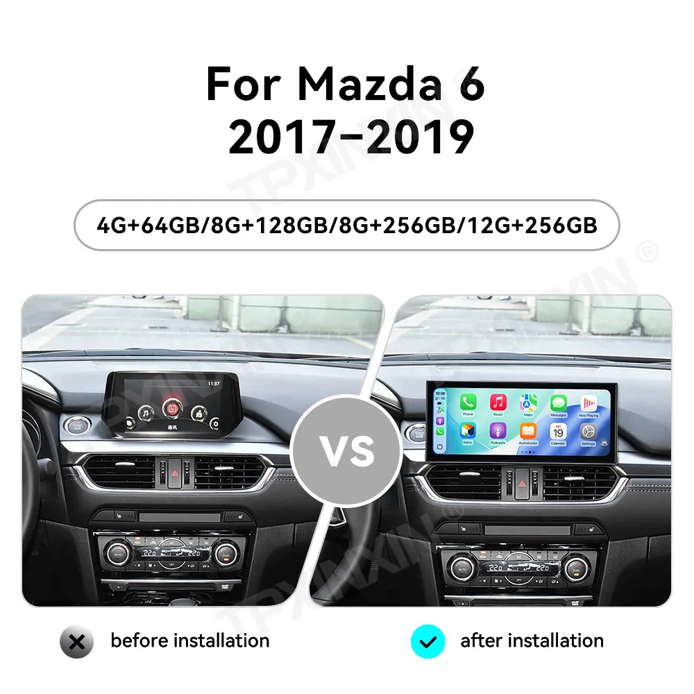 Car Accessories Radio For Mazda 6 2017-2019 Android Auto GPS Navigation Multimedia Stereo Receiver Head Unit Offline Maps