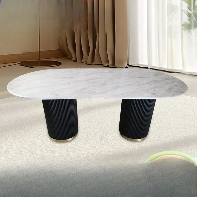 Fish belly white marble table, Nordic light luxury, small apartment retro