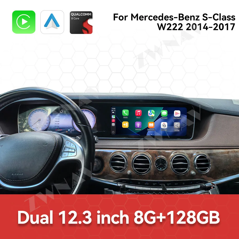 

Android 13 Dual 12.3 Inch Carplay For Mercedes-Benz S-Class W222 2014-2017 Car Radio GPS Navigation Radio Multimedia Player