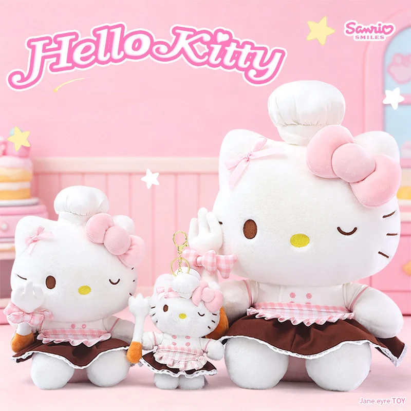 

Sanrio Hello Kitty Chef's Appearance Plush Toy Pp Cotton Filling Cute Doll Keychain Hug Pillow Sofa Ornament Decorative Pendant