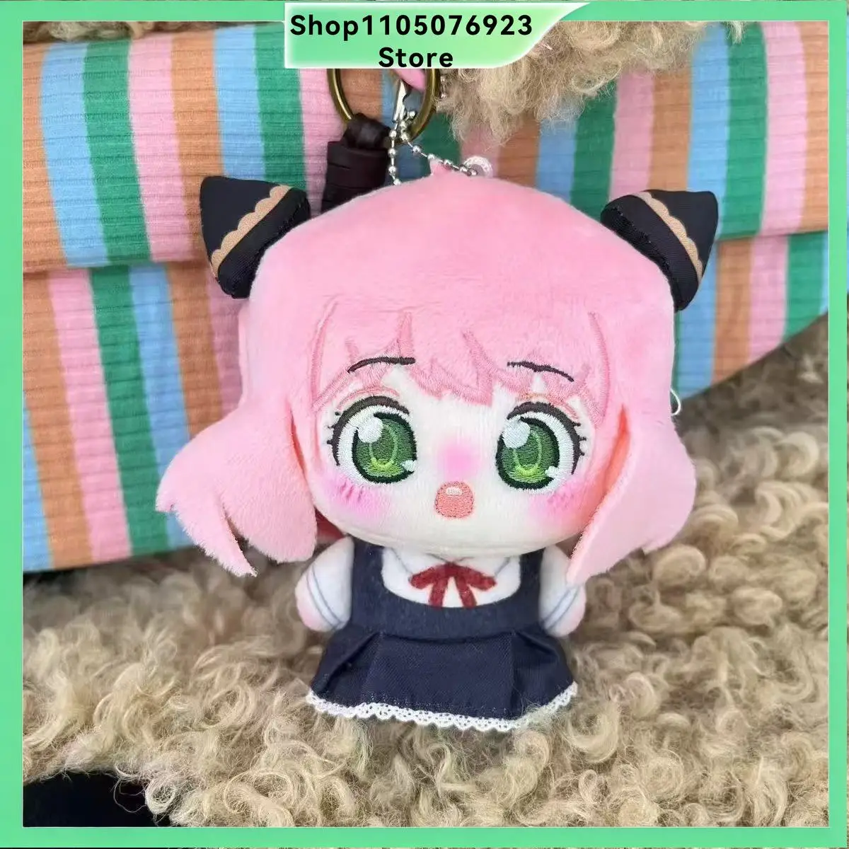 10cm Mini Spy X Family Anya Forger Plush Doll Soft Fluffy Stuffed Anime Keychain Kawaii Cotton Plushie for Backpack Decor Gifts