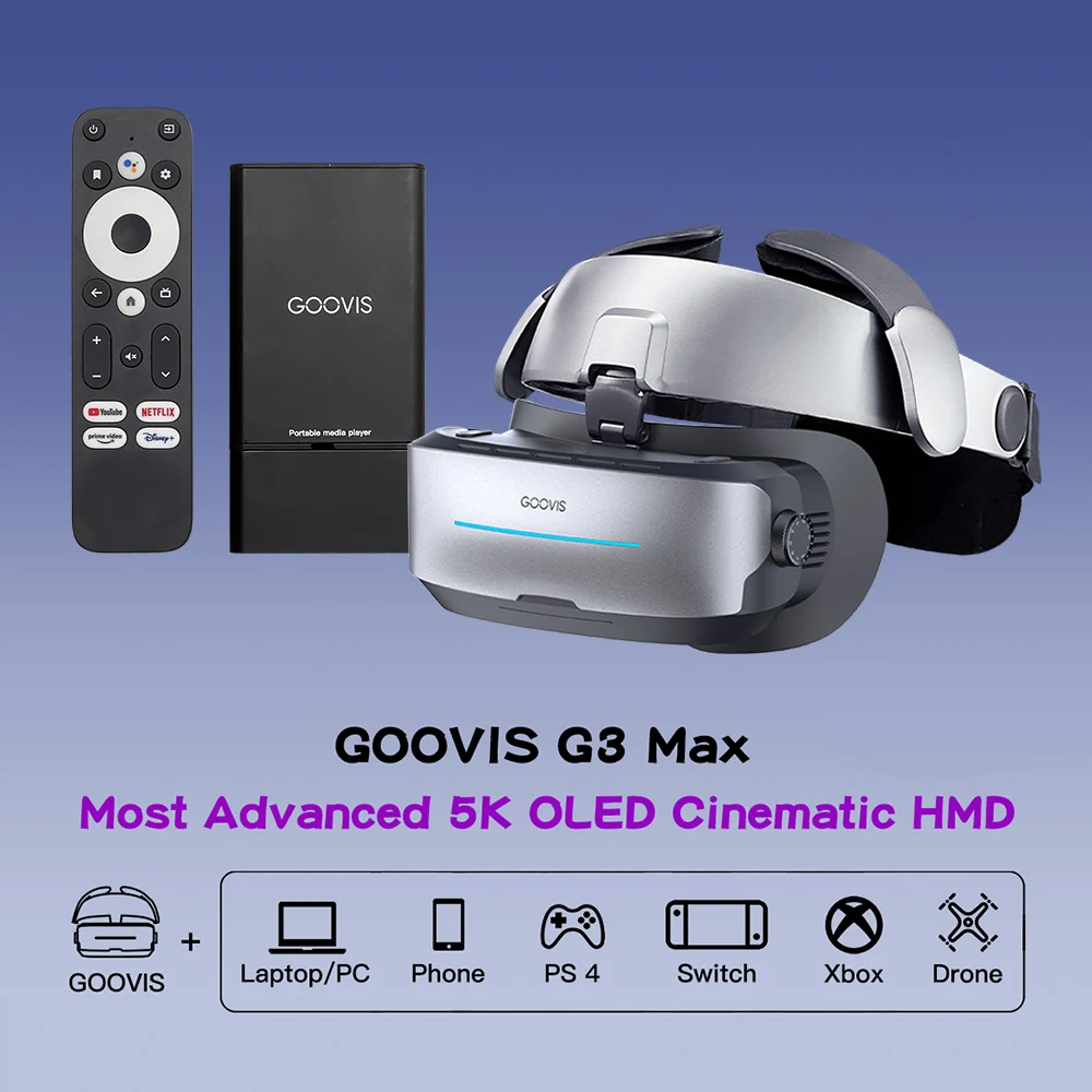 

S G3Max 5K OLED 3D Cinematic HMD Giant Screen Personal Theater Goggles Compatible with iPhone 15SteamDeckMacAndroidblue ray