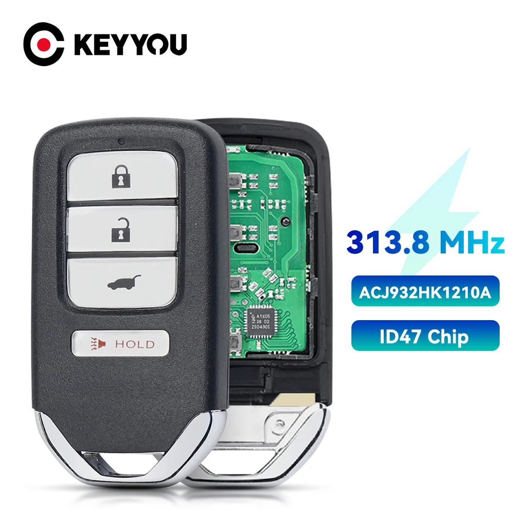 KEYYOU Keyless Go Remote Key For Honda CR-V 2015 2016 4 Buttons Smart Car Key 47 Chip FCC ID: ACJ932HK1210A