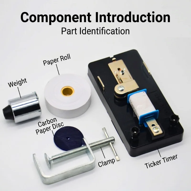 Complete Set of Electric Spark Ticker Timer with Tape Carbon Paper Fixed Clamp High School Physics Experiment Equipment Teaching