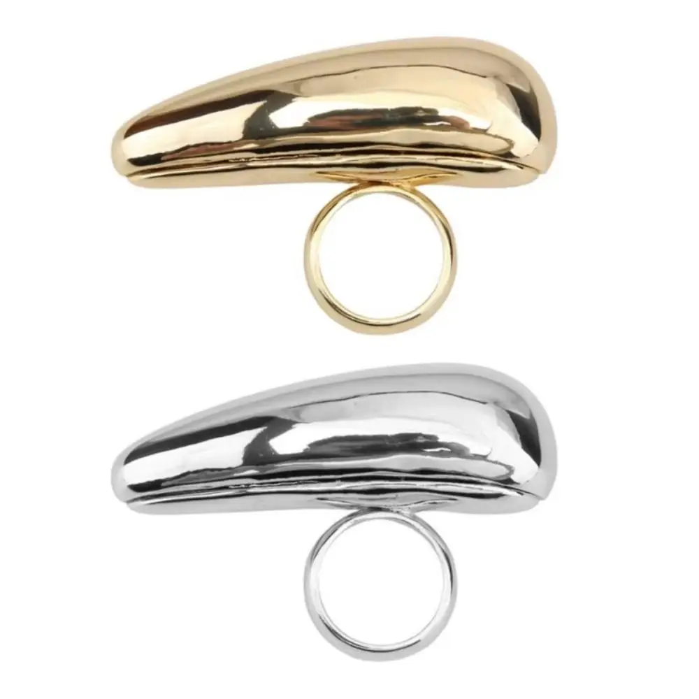 Metal Smooth Big Teardrop Rings Exaggeration Geometric Metal Teardrop Ring Unique Vintage Finger Rings Party