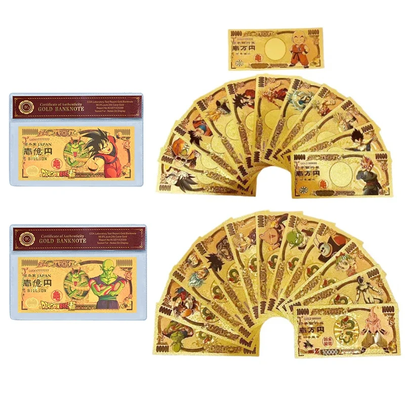 

Набор «Жемчуг дракона», пластиковая памятная банкнота, аниме, коллекция банкнот из золотой фольги, игрушка Son Goku Vegeta, набор конвертов для карт, подарок