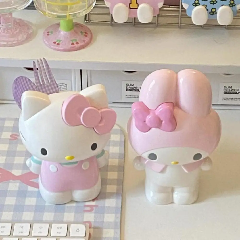 카와이 헬로키티 멜로디 펜 컨테이너 화장품 브러쉬 보관 데스크탑 스토리지 장식품 문구 애니메이션 주변기기 선물
