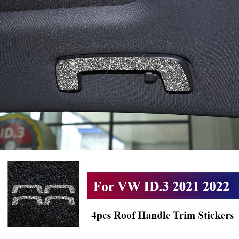 

4pcs Roof Handle Trim Bling Diamond Stickers Fit For Volkswagen VW ID3 ID.3 2021 2022 Decoration Car Accessories