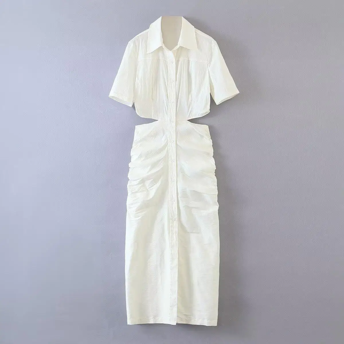 Faionable ort Sve Kraag Dr Dames Zomer Casual middentaille Polyestervezel Eenstapsrok Pure kleur JNLEAOG